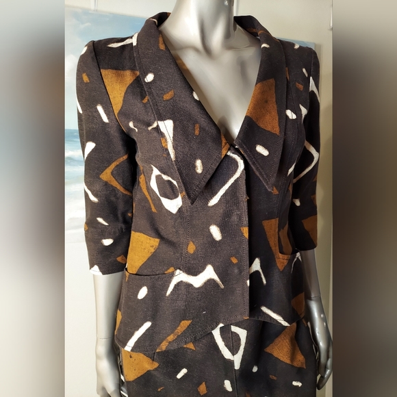 $4,300 OSCAR DE LA RENTA STUNNING ART PRINT RUNWAY SKIRT SUIT US 6 M - Picture 6 of 10